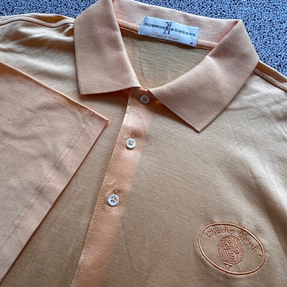 Fairway & Greene Polo Shirt Mens Large Peach Mercerized Cotton Golf‎ Preppy